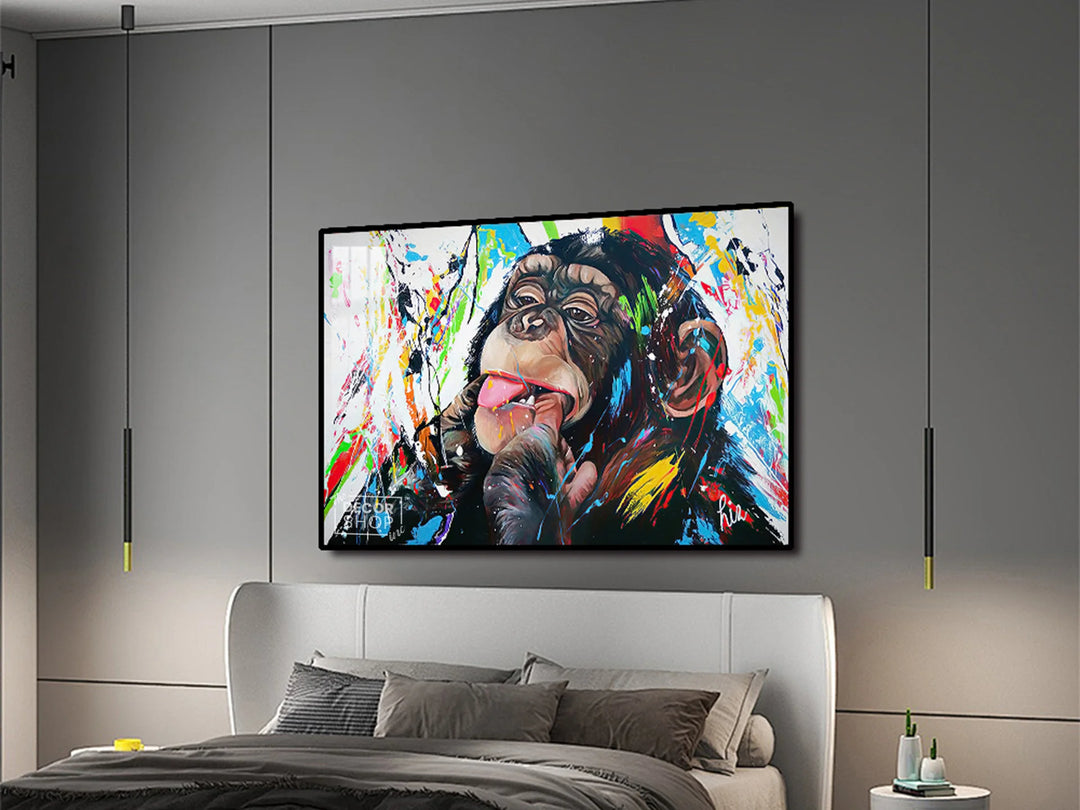 Expressive Monkey Face Painting Bringing Wildlife Charm to Your Wall Decor