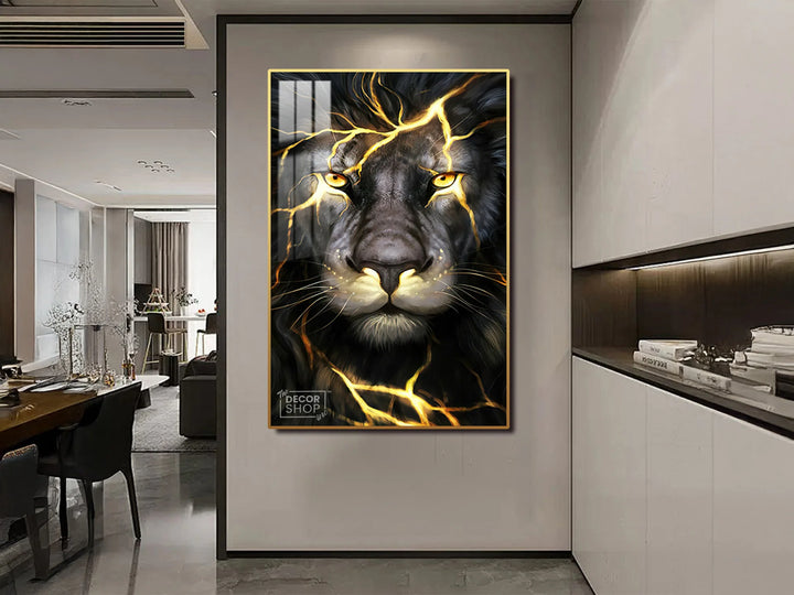 Thunder Black Lion wall art