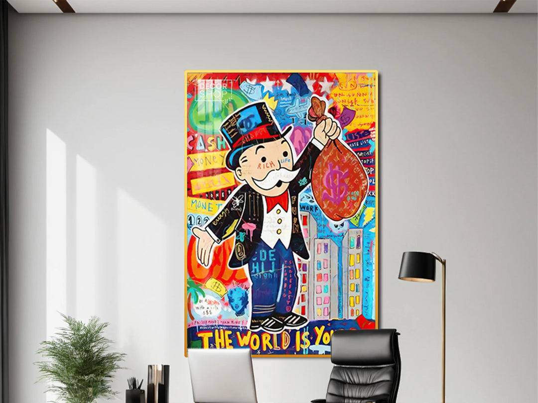 Bold Monopoly Painting Featuring Iconic Character for Modern Wall Art