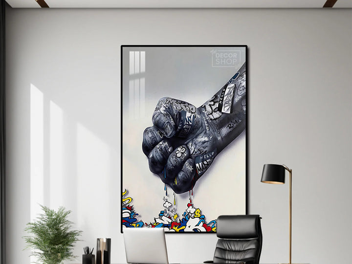 Contemporary Painting Featuring Bold Graffiti-Inspired Fist Artwork for Modern Interiors