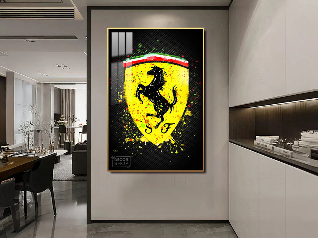 ferrari logo with black background wall art