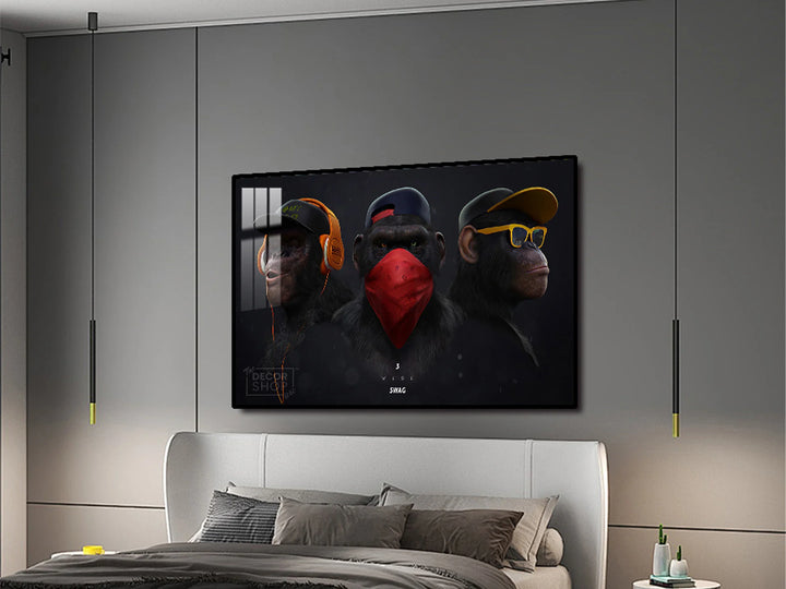 Large Paintings for Wall with 3 Monkey Faces