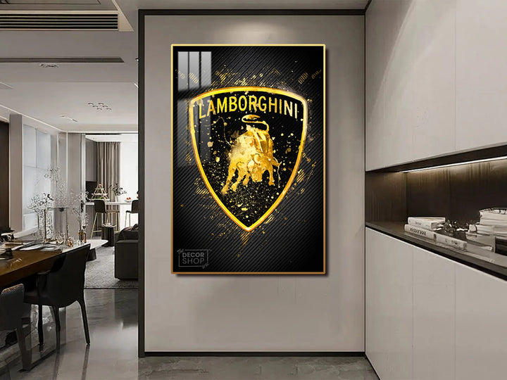 Lamborgini logo with black background wall art