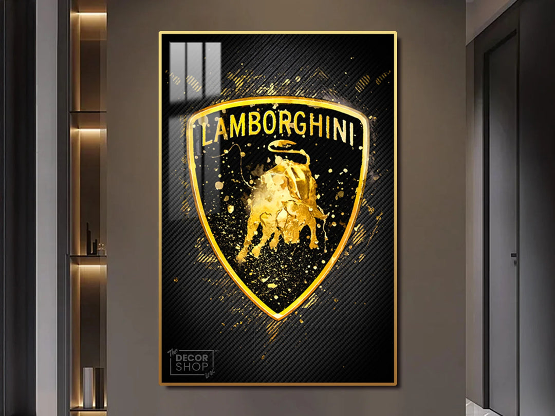 Lamborgini logo with black background wall art