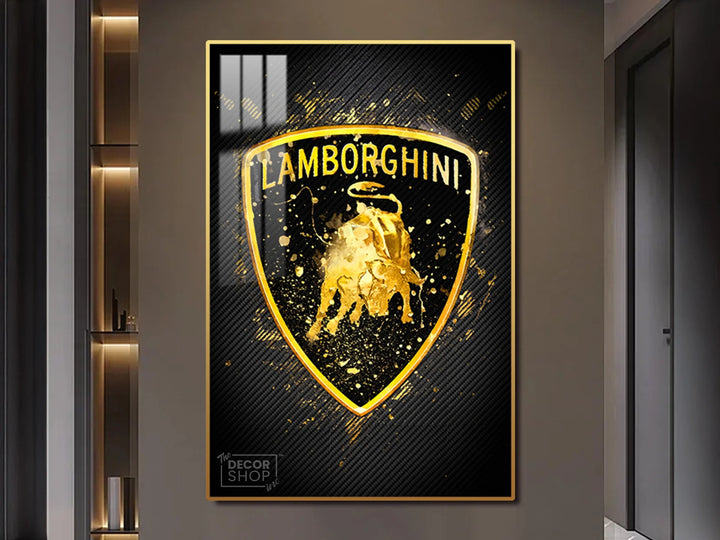 Lamborgini logo with black background wall art