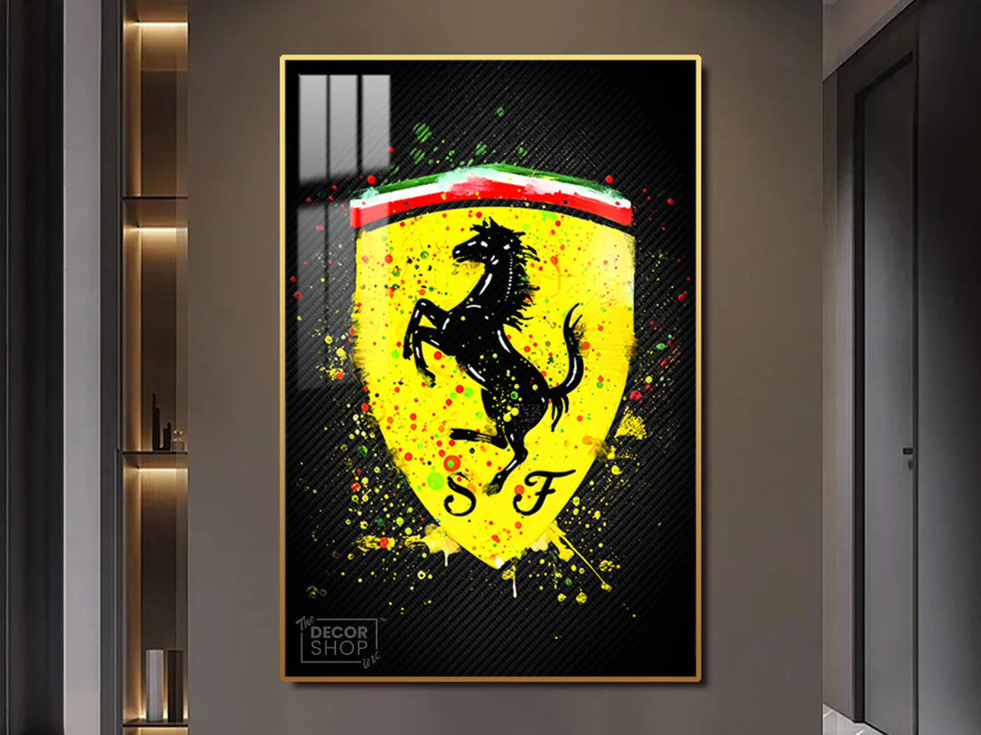 ferrari logo with black background wall art