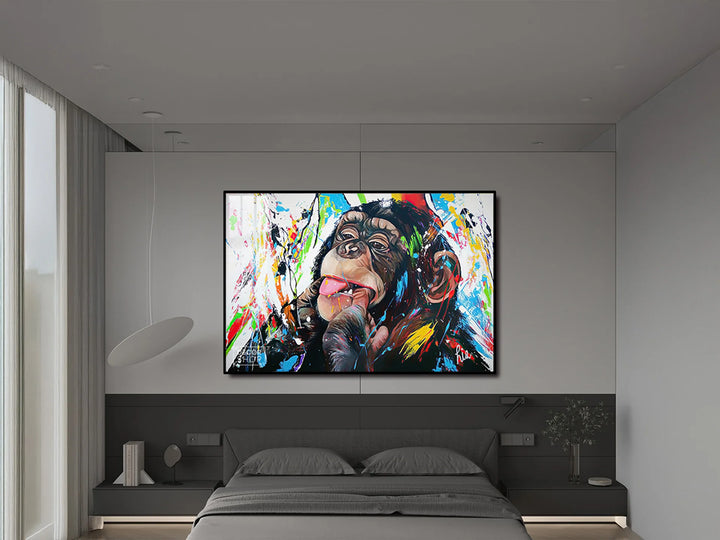 Expressive Monkey Face Painting Bringing Wildlife Charm to Your Wall Decor