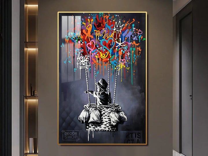 Contemporary Abstract Artwork Showcasing Dynamic Colors and Shapes for Modern Space