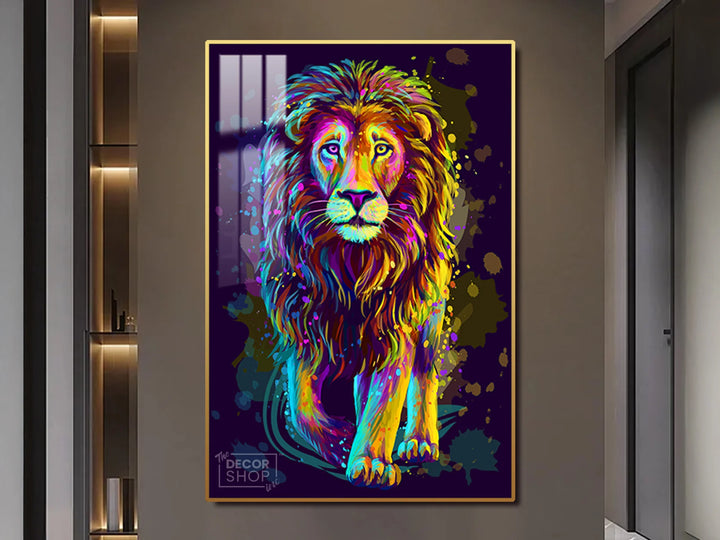 Vibrant Colorful Animal Paintings with lion face to Brighten Any Room