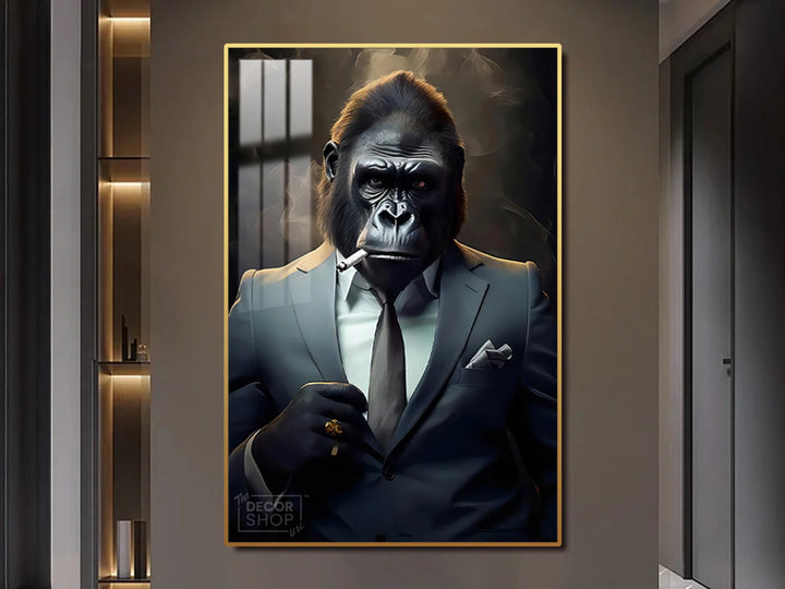 Unique Smoking Gorilla Art Painting Portrait for Modern Spaces