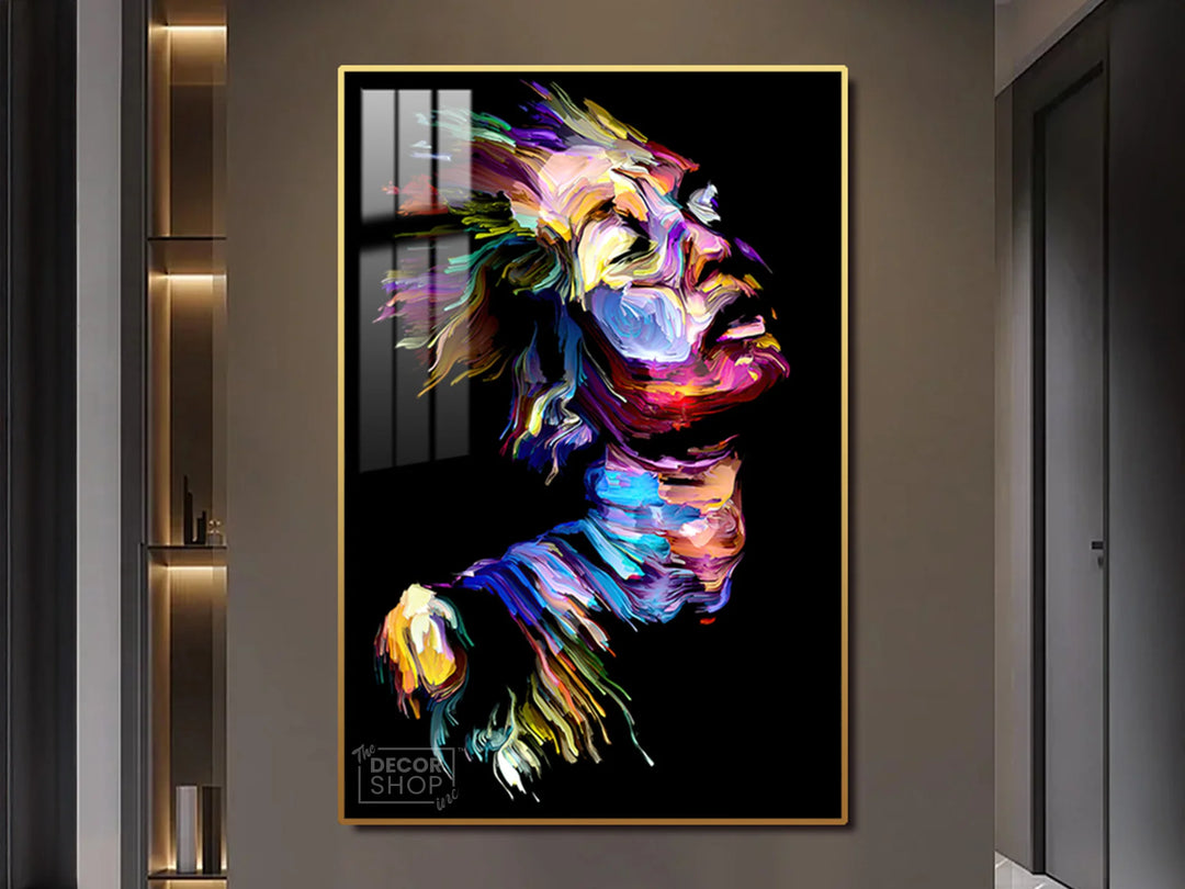 Colorful woman relaxed with her eyes closed wall art