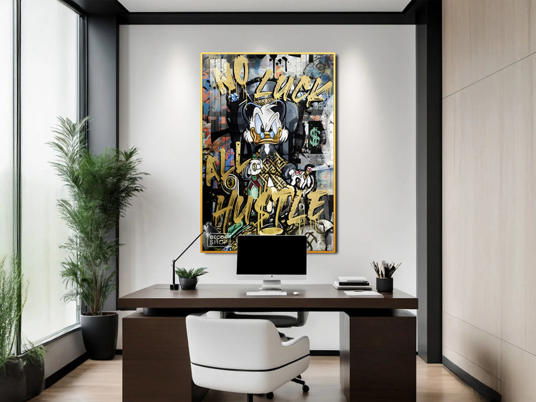 Artistic Scrooge McDuck Pop Art Canvas - No Luck  All Hustle