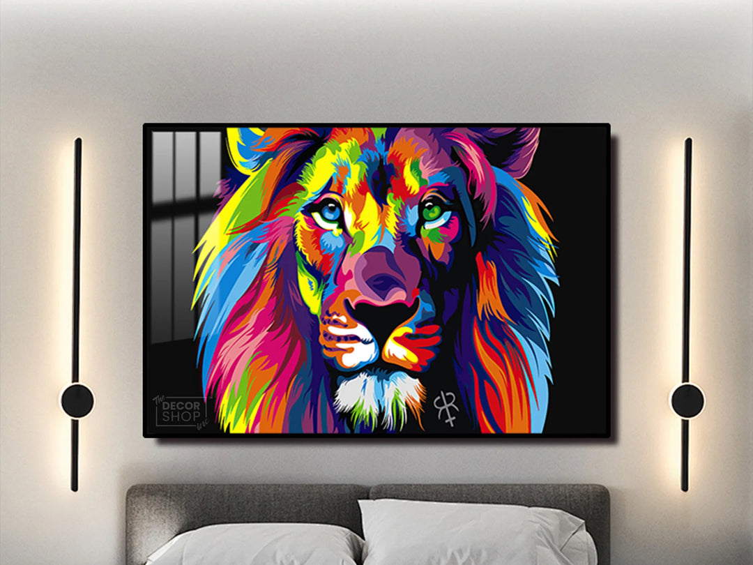 Majestic Lion Face Painting, Powerful Wall Art for Nature Lover