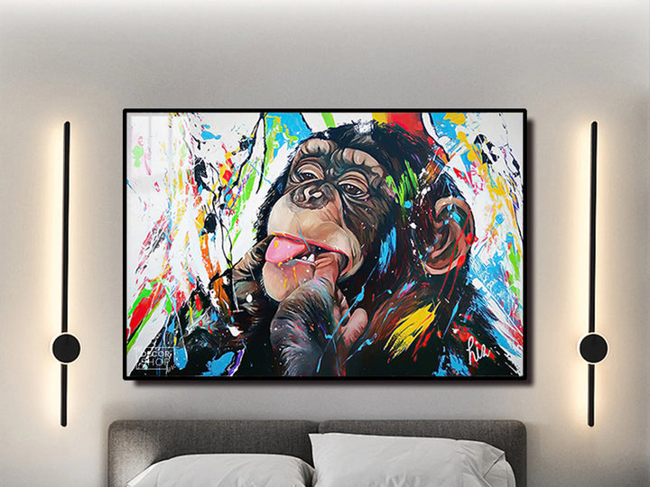 Expressive Monkey Face Painting Bringing Wildlife Charm to Your Wall Decor