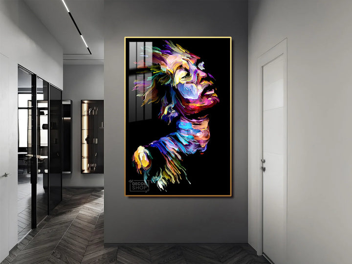 Colorful woman relaxed with her eyes closed wall art