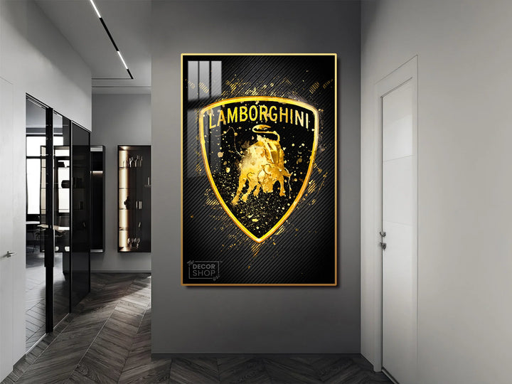 Lamborgini logo with black background wall art