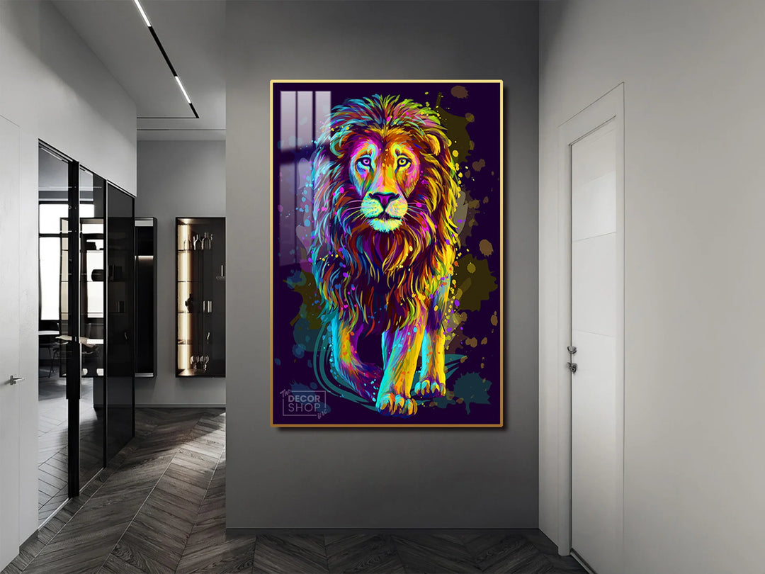 Vibrant Colorful Animal Paintings with lion face to Brighten Any Room