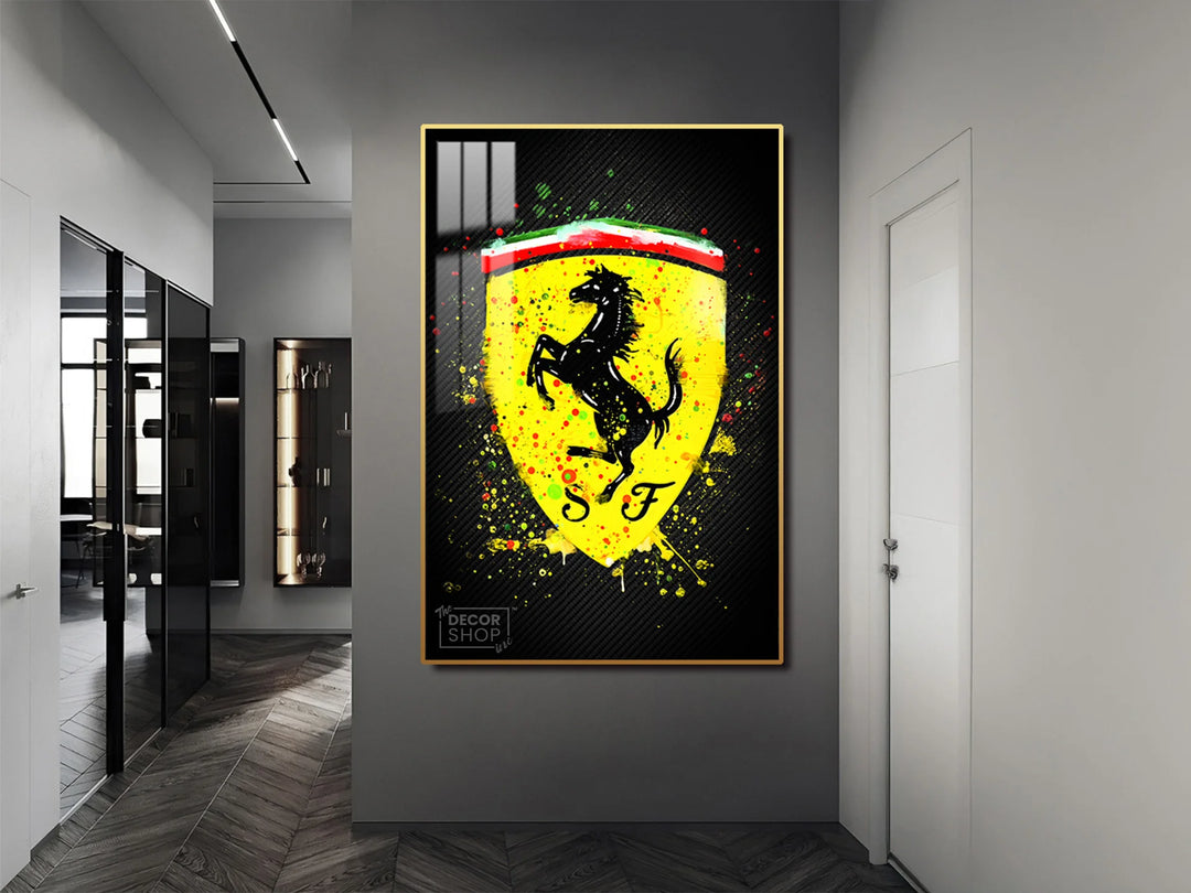 ferrari logo with black background wall art