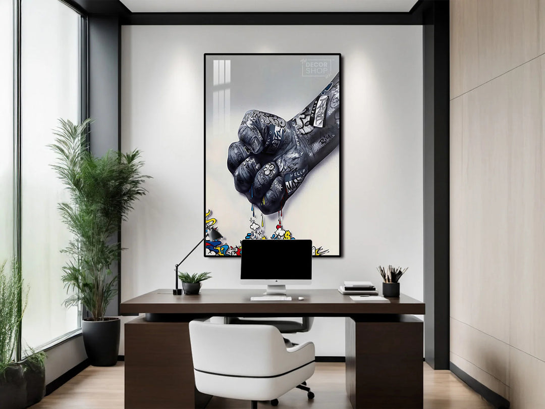 Contemporary Painting Featuring Bold Graffiti-Inspired Fist Artwork for Modern Interiors