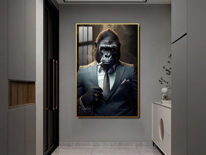 Unique Smoking Gorilla Art Painting Portrait for Modern Spaces