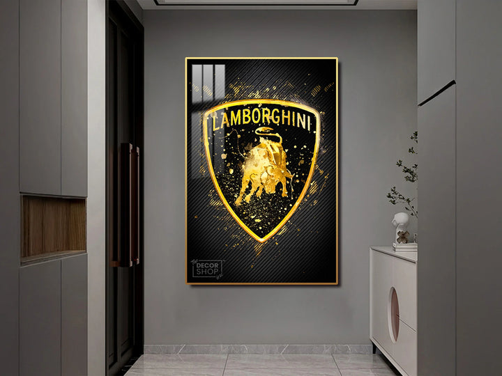 Lamborgini logo with black background wall art