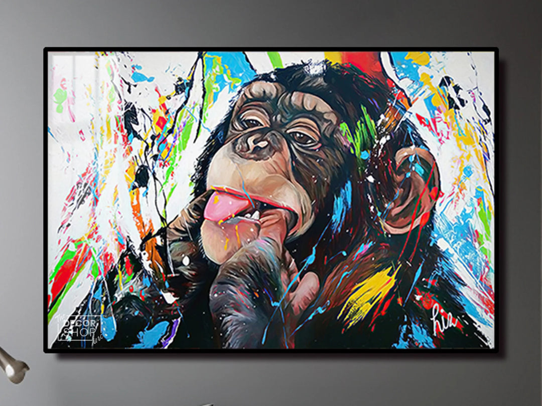 Expressive Monkey Face Painting Bringing Wildlife Charm to Your Wall Decor