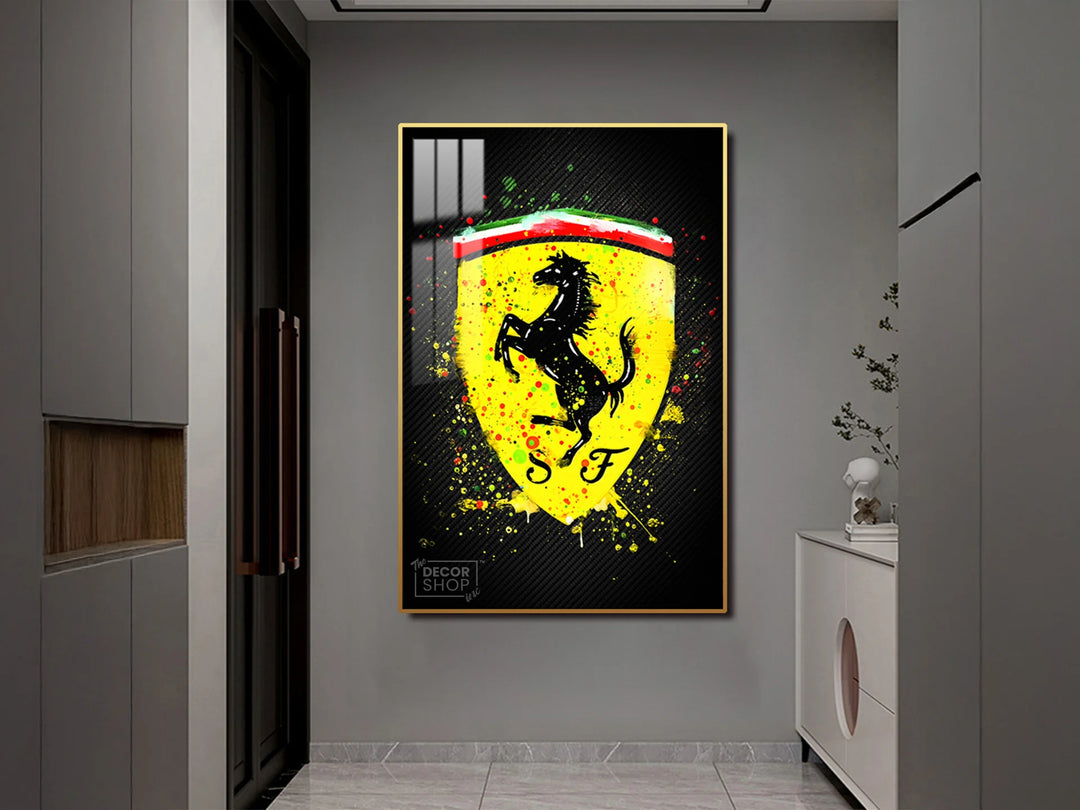 ferrari logo with black background wall art