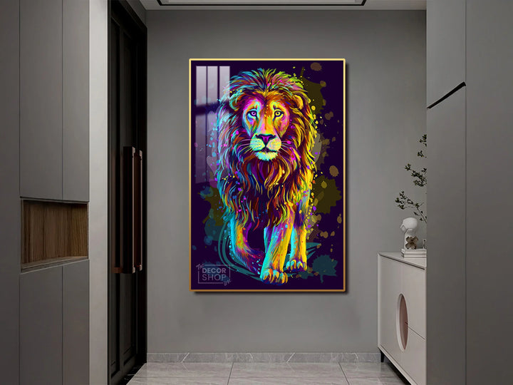 Vibrant Colorful Animal Paintings with lion face to Brighten Any Room