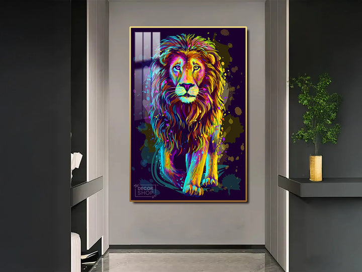 Vibrant Colorful Animal Paintings with lion face to Brighten Any Room