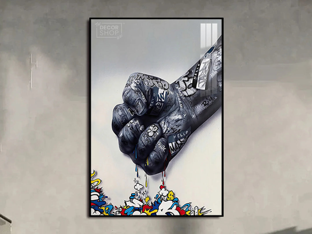 Contemporary Painting Featuring Bold Graffiti-Inspired Fist Artwork for Modern Interiors