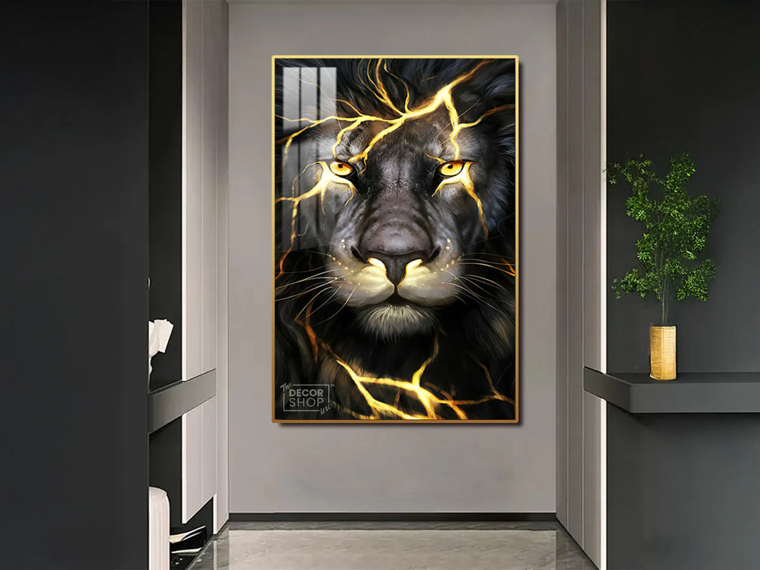 Thunder Black Lion wall art