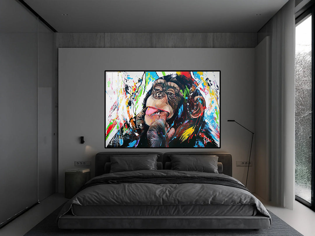 Expressive Monkey Face Painting Bringing Wildlife Charm to Your Wall Decor