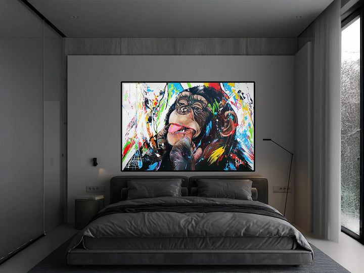 Expressive Monkey Face Painting Bringing Wildlife Charm to Your Wall Decor