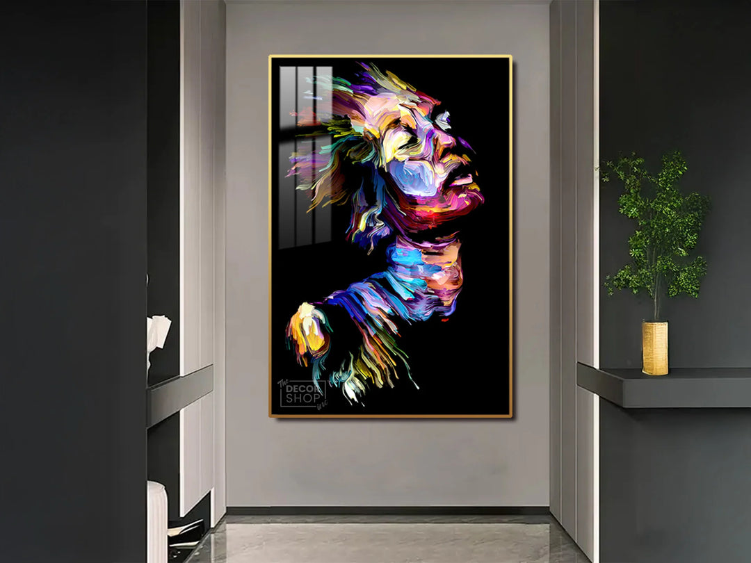 Colorful woman relaxed with her eyes closed wall art