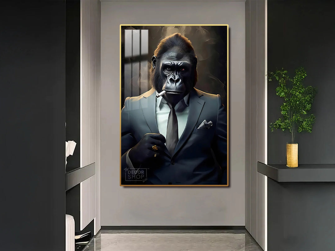 Unique Smoking Gorilla Art Painting Portrait for Modern Spaces