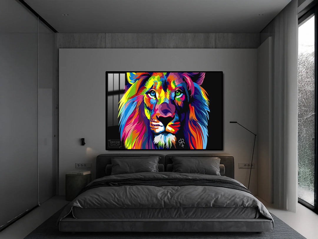 Majestic Lion Face Painting, Powerful Wall Art for Nature Lover