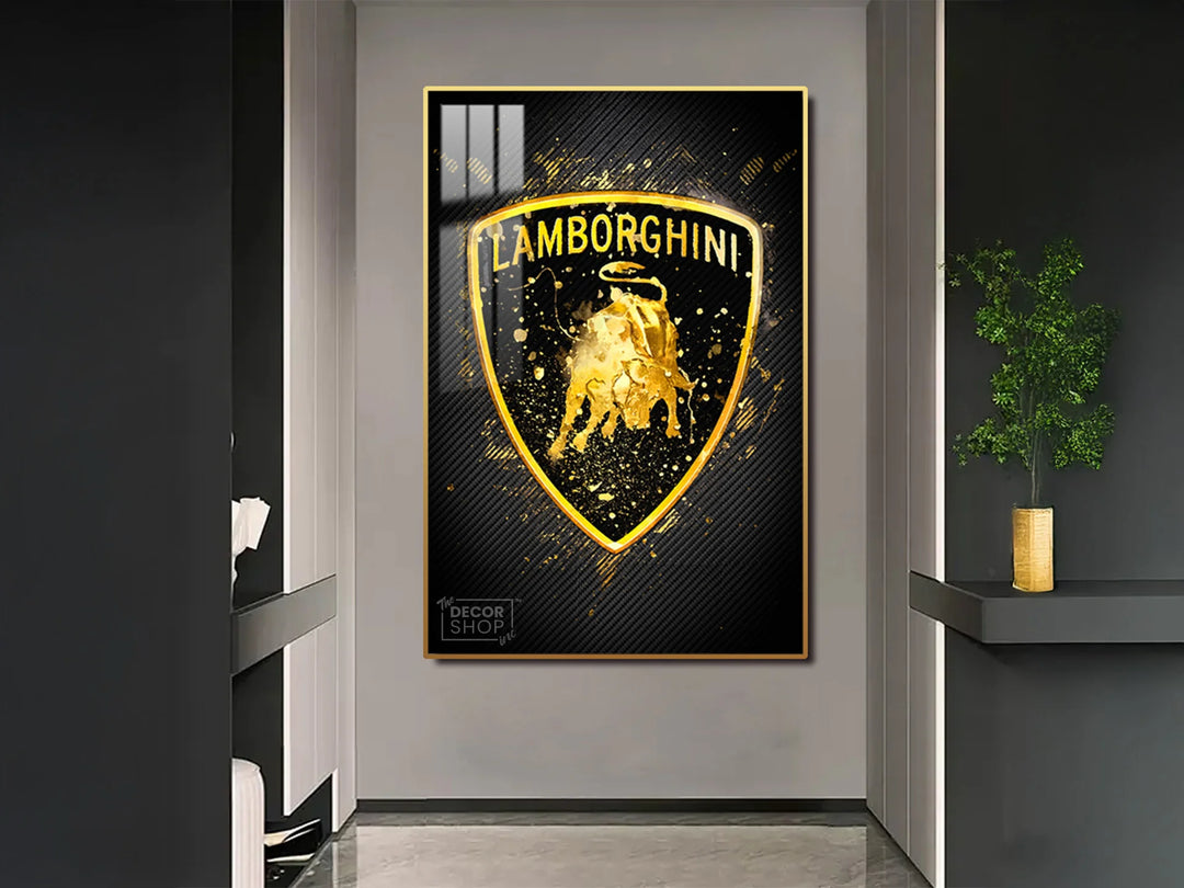 Lamborgini logo with black background wall art