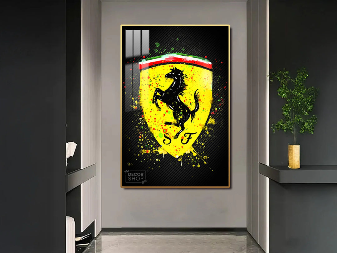 ferrari logo with black background wall art